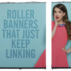 Linkable pull up banner stands