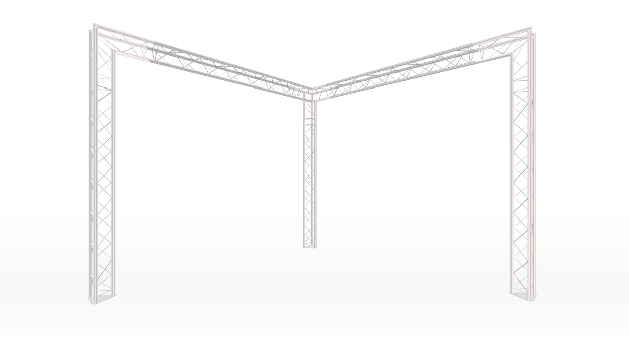 Modularer Truss-Ständer im Eckstil, 3 m breit x 8 m tief | 2,5 m hoch