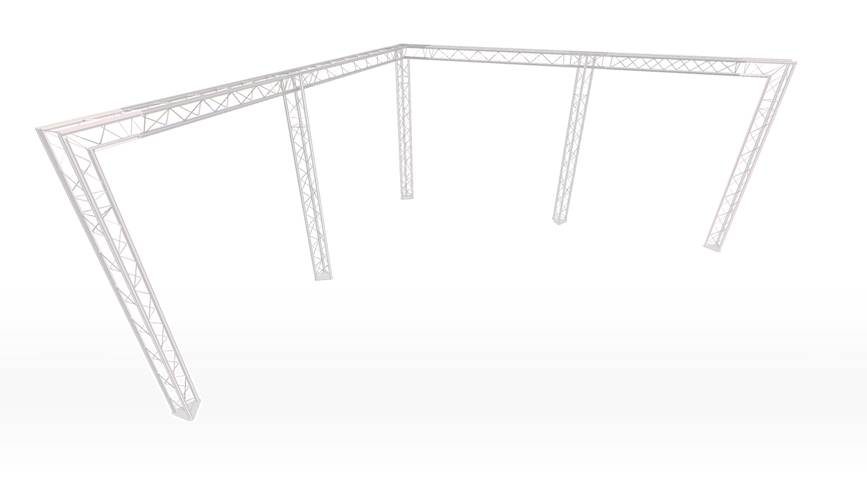 Support en treillis modulaire de style coin 8M de large X 10M de profondeur | 2,5 M de haut | Avec pieds supplémentaires (X5)