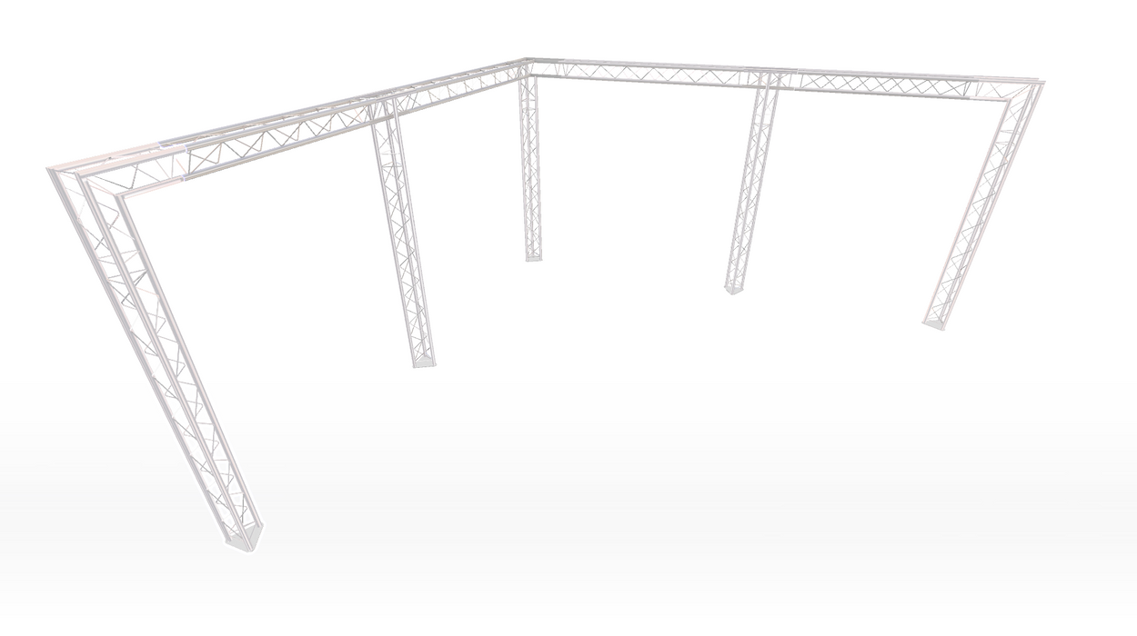 Modularer Truss-Ständer im Eckstil, 6 m breit x 10 m tief | 3M hoch | Mit zusätzlichen Beinen (X4)